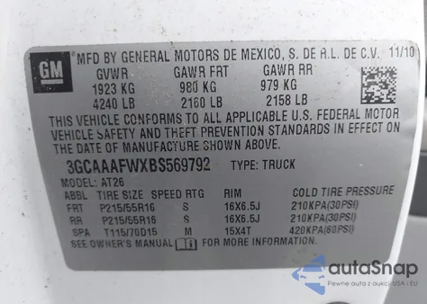 2011 Chevrolet Hhr Panel Ls из США, поврежденный, VIN 3GCAAAFWXBS569792